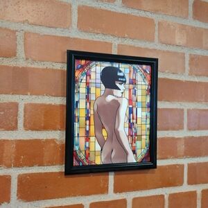 Nude Flapper Girl Stained Glass Style Framed Art Print By Neon Nicho Art Deco